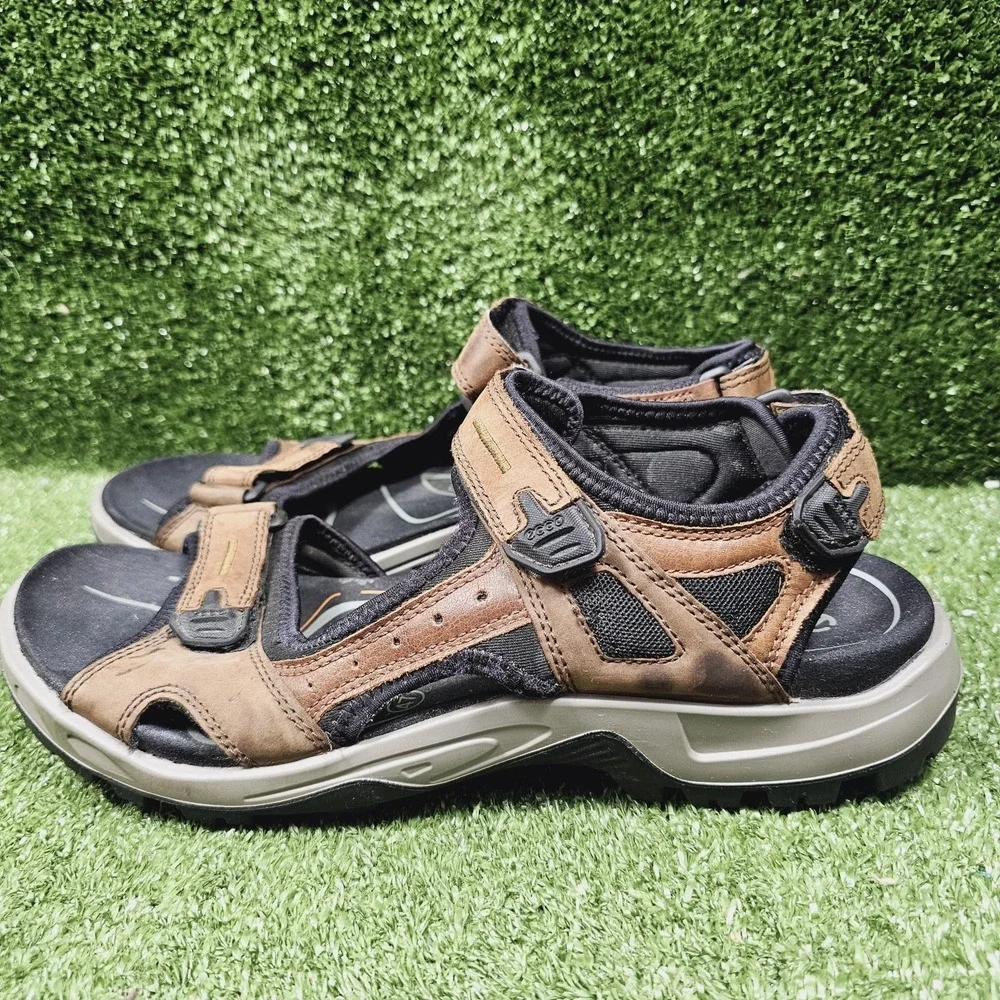 Ecco Yucatan Brown Leather Strappy Athletic Outdoor Hiking Sandals Mens 47 US 13